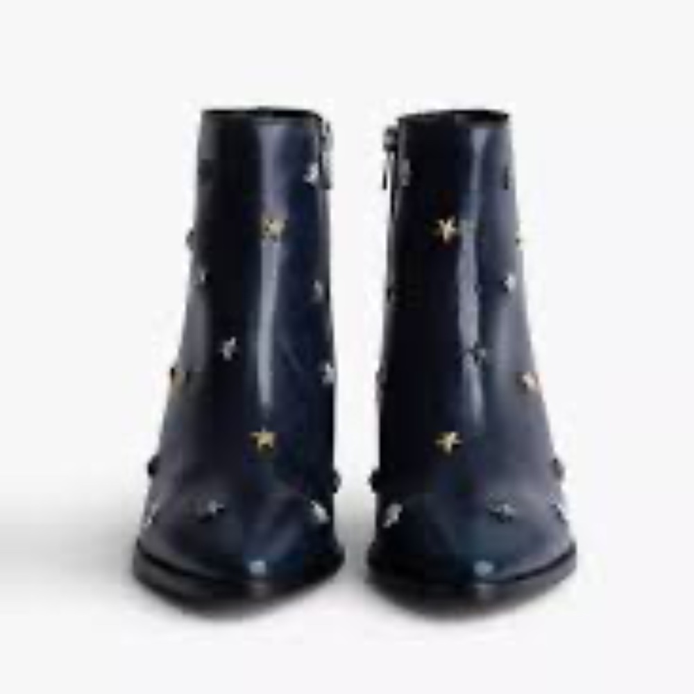 Zadig & Voltaire Women's Tyler Vintage Pointed Toe Star Studded Boots.